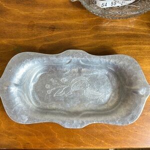 Vintage farberware wrought aluminum embossed floral leaves pre owned.